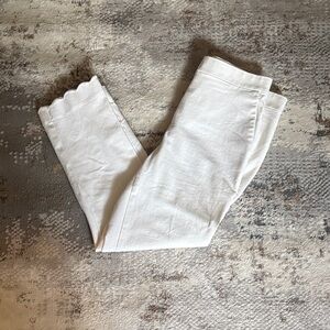 Ann Taylor Cream Pants with Scalloped Hem